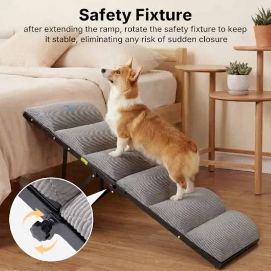 Dog Ramp for Bed and Couch Aluminum Foldable With 5 Height Adjustments