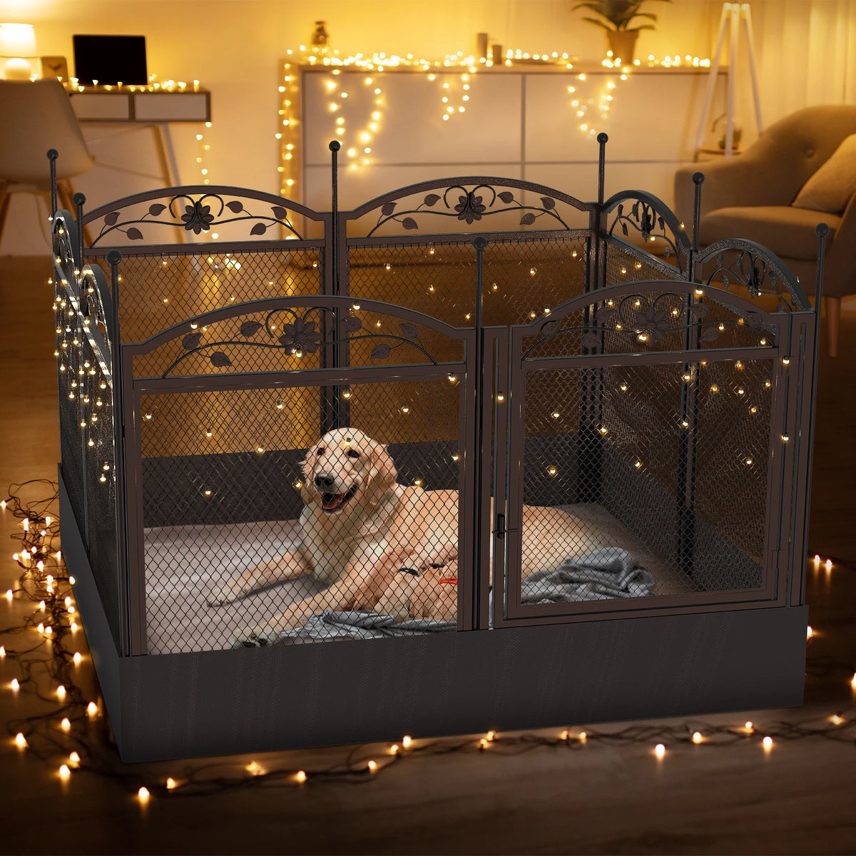 Bingopaw Foldable Heavy Duty Metal Dog Playpen With Gate
