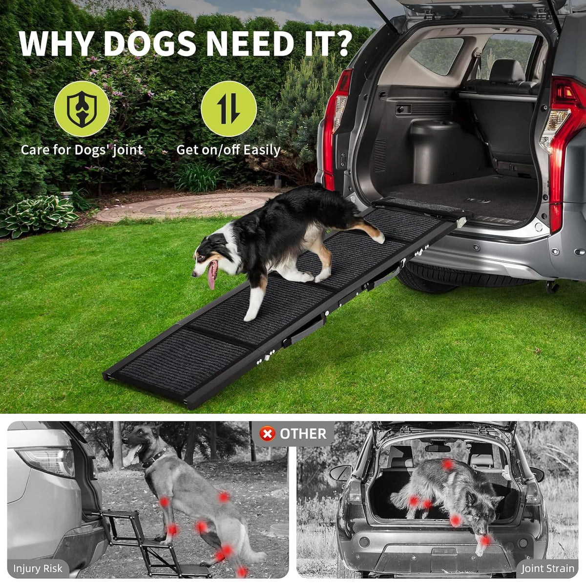 HiMISS Non Slip Folding Dog Car Ramp For Pet Travel