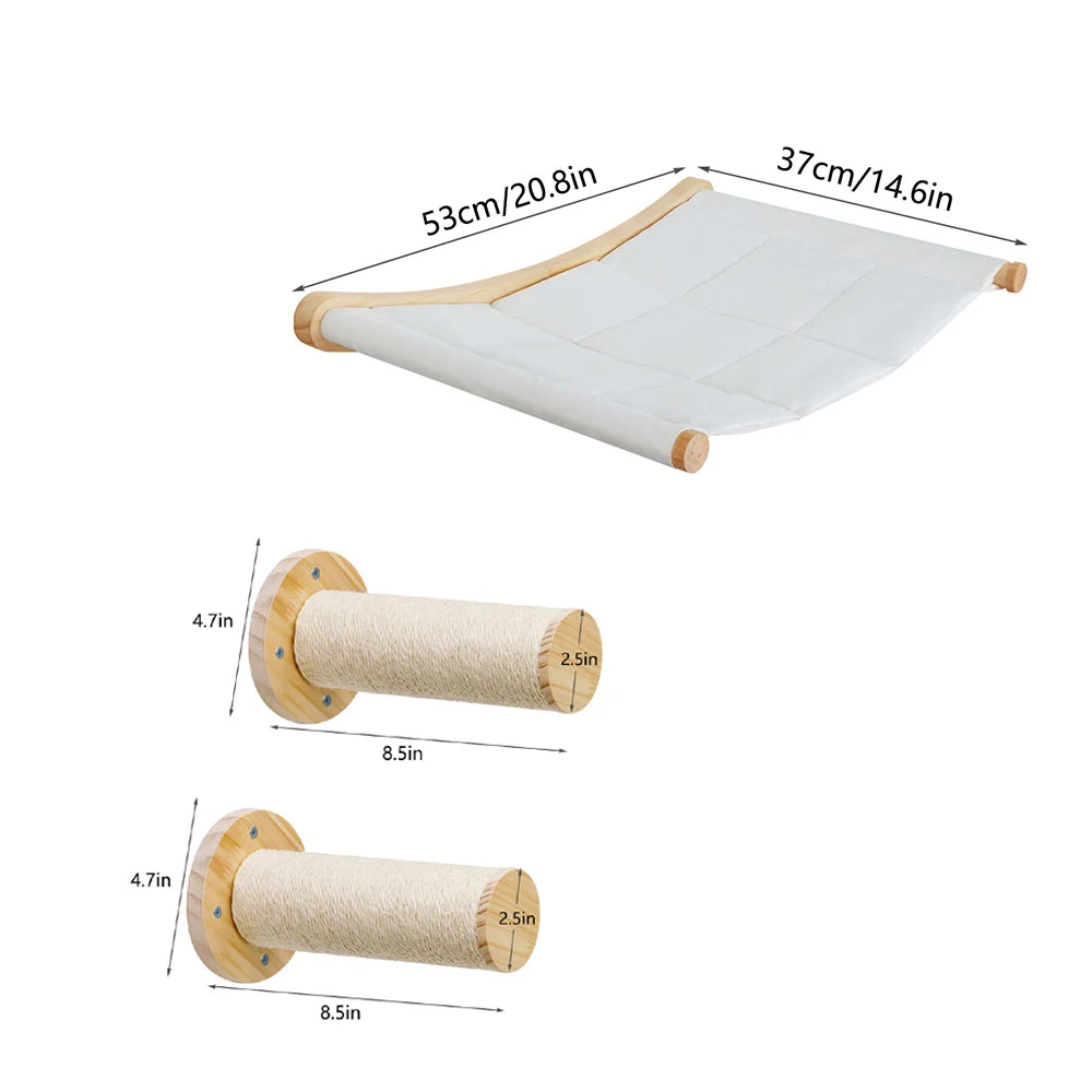 CWV Wall Mounted Cat Hammock Climbing Shelf With Scratching Perch
