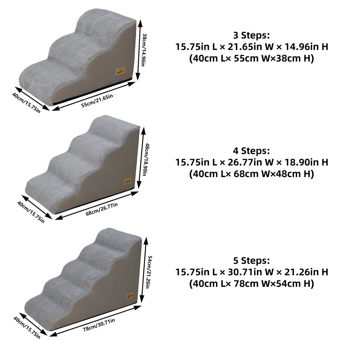 Curved Small Dog Stairs With Removable Cover High Density Foam