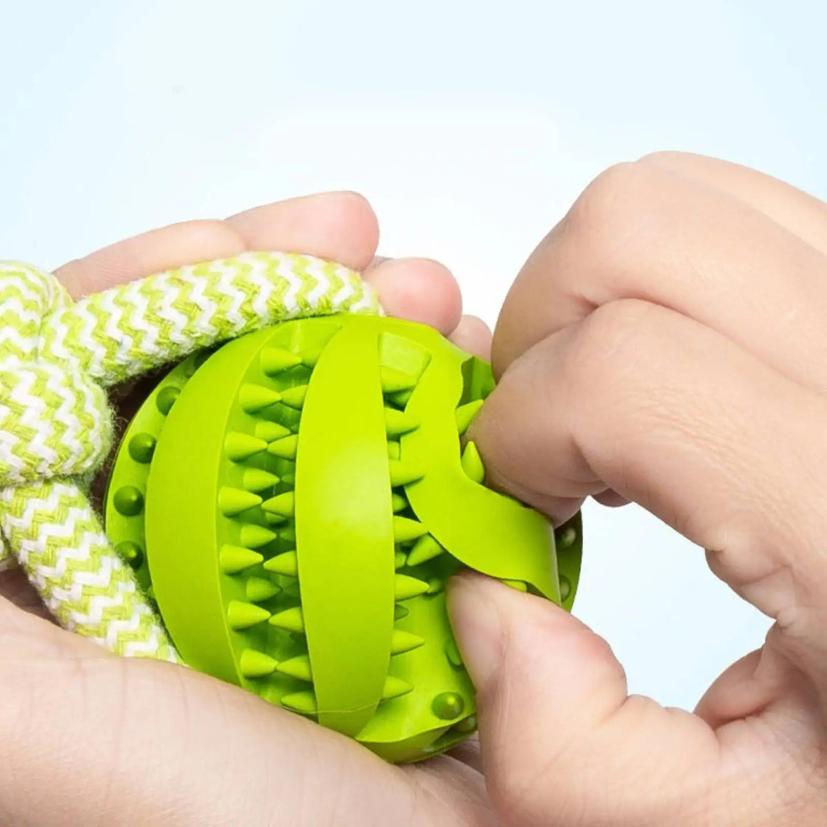 Dog Rope Tug Toy Treat Dispensing Ball For Dental Play