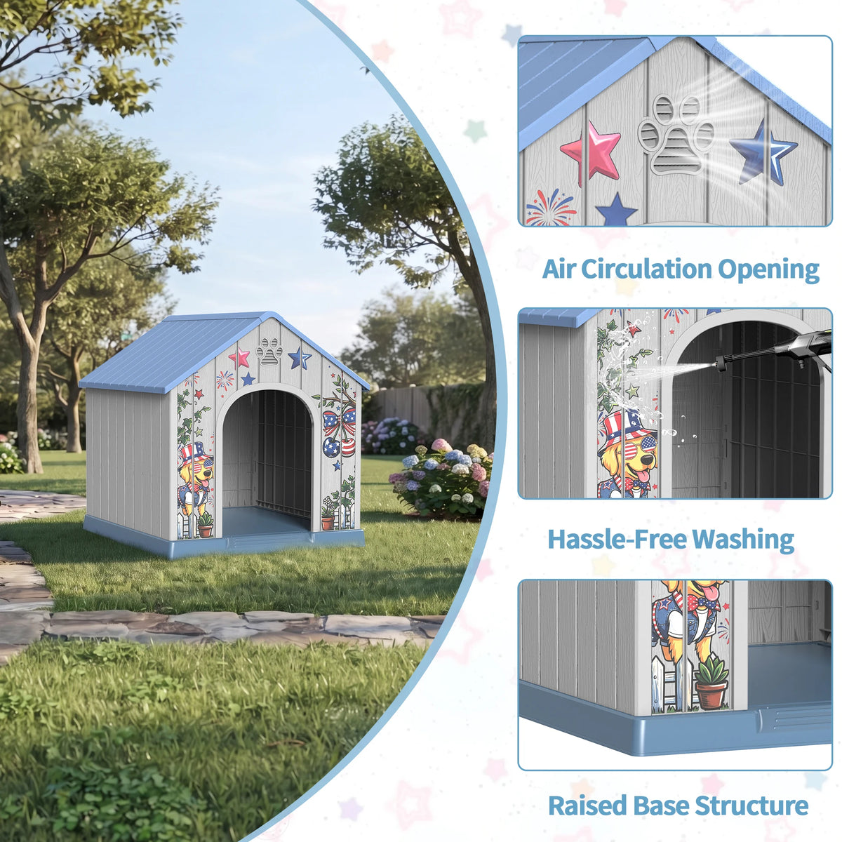 Weatherproof Outdoor Plastic Dog House Shelter For Pets