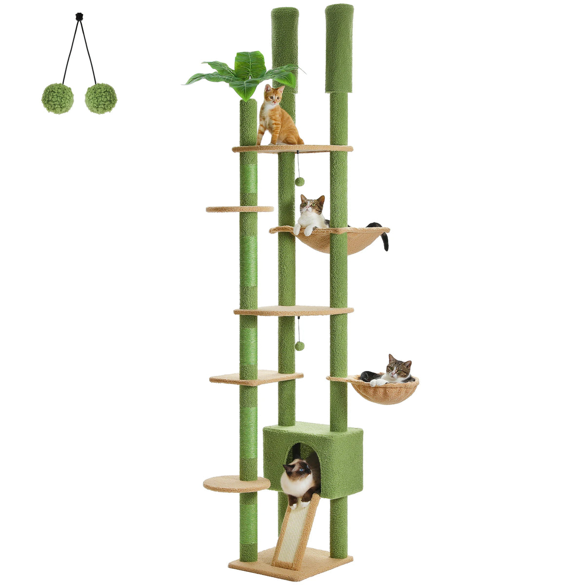 PAWZ Road Adjustable Wooden Cat Tree with Sisal Scratching Posts