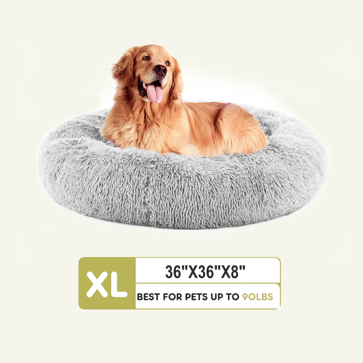 JHK Calming Premium Faux Fur Washable Anti Slip Dog Bed