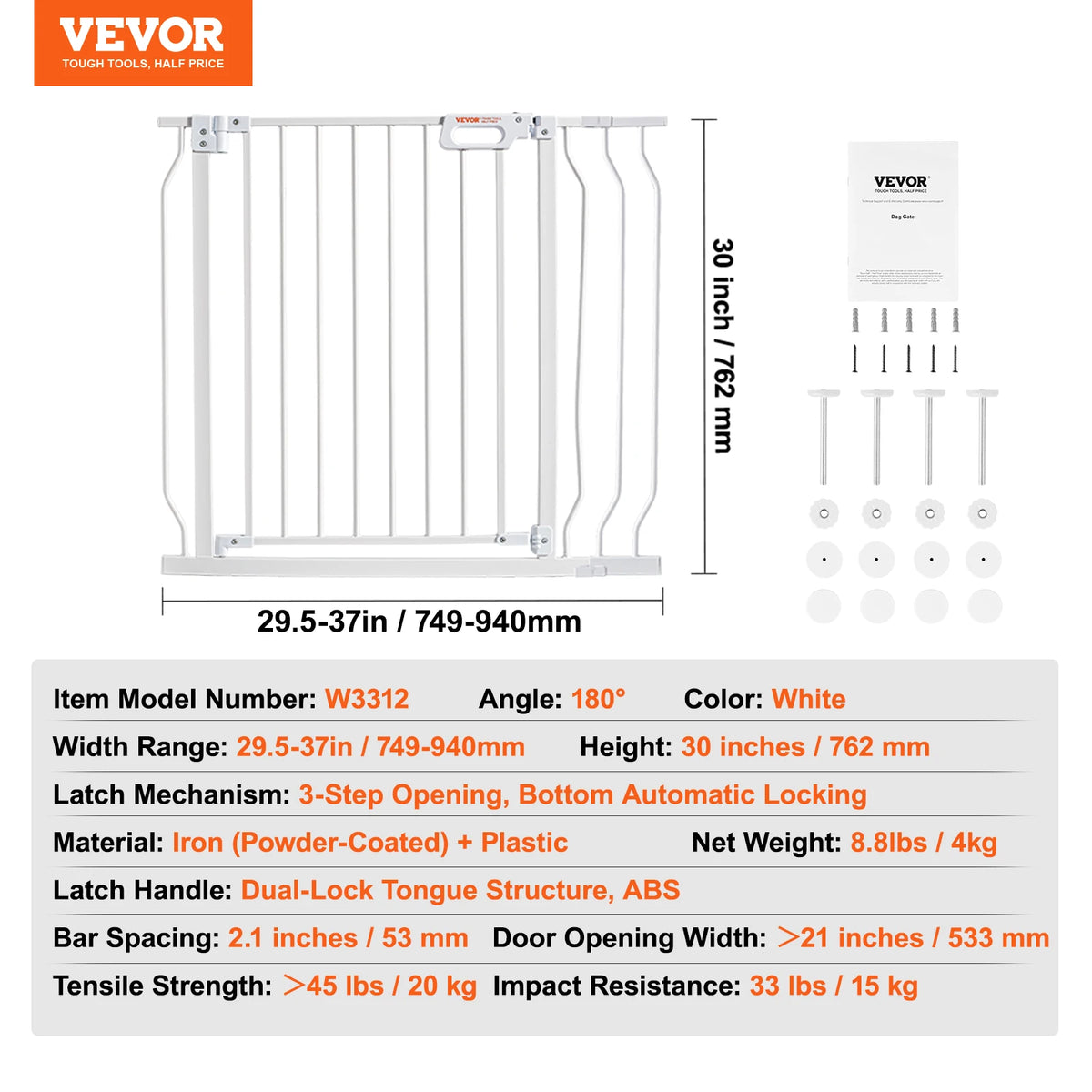 SucceBuy Stainless Steel Pressure Mount Baby Safety Gate
