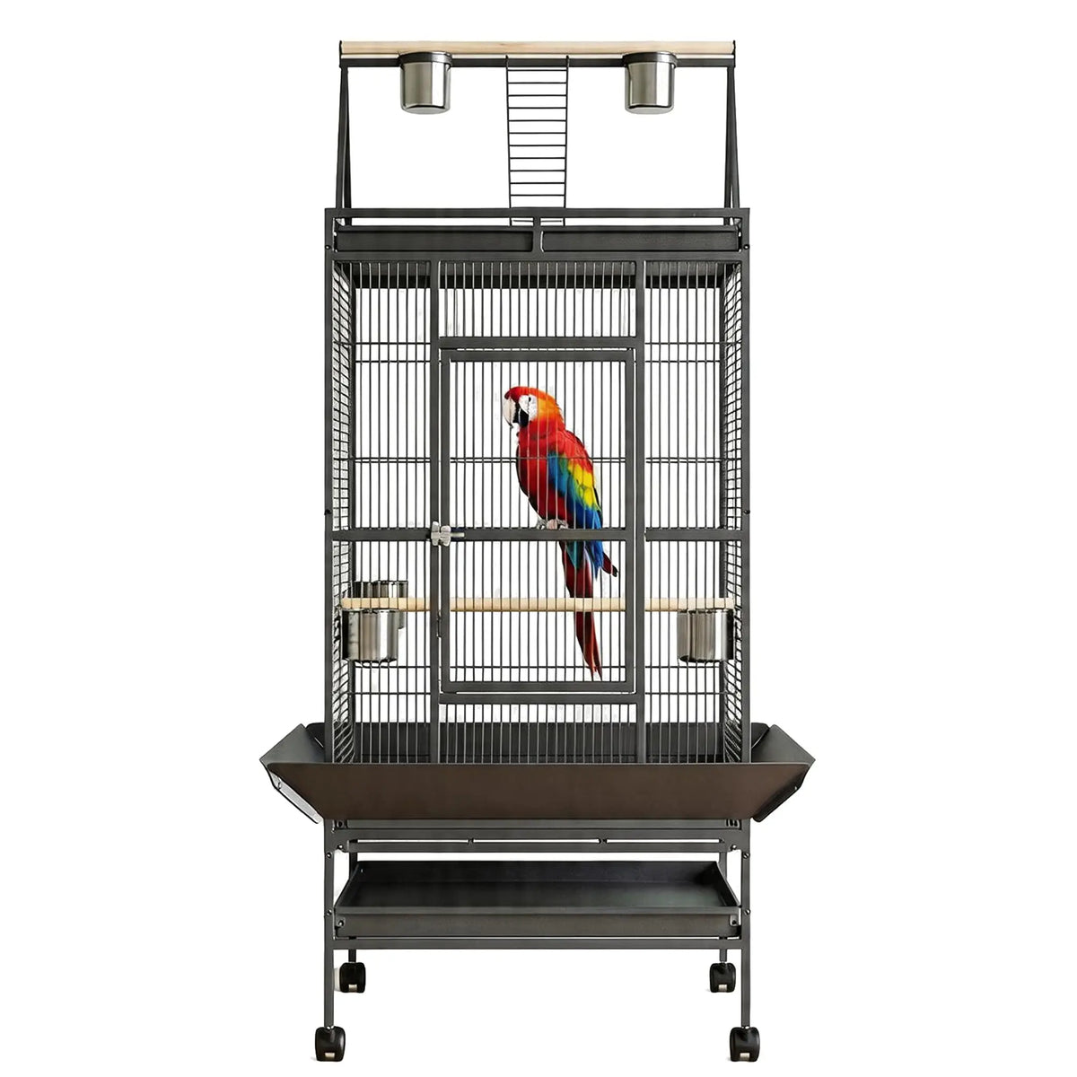 HiMISS Large Parrot Cage With Rolling Stand And Play Top