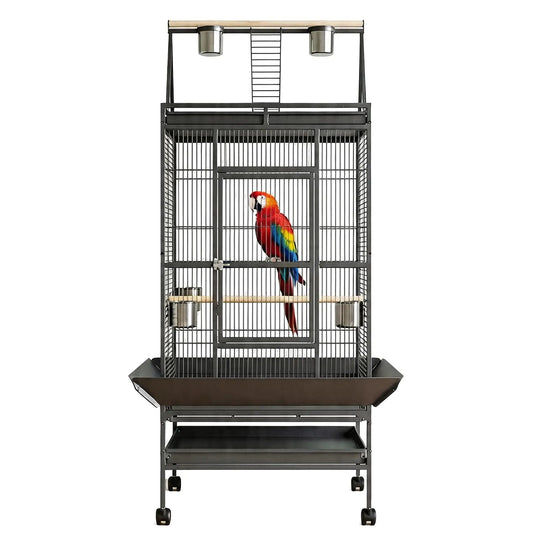 HiMISS Large Parrot Cage With Rolling Stand And Play Top