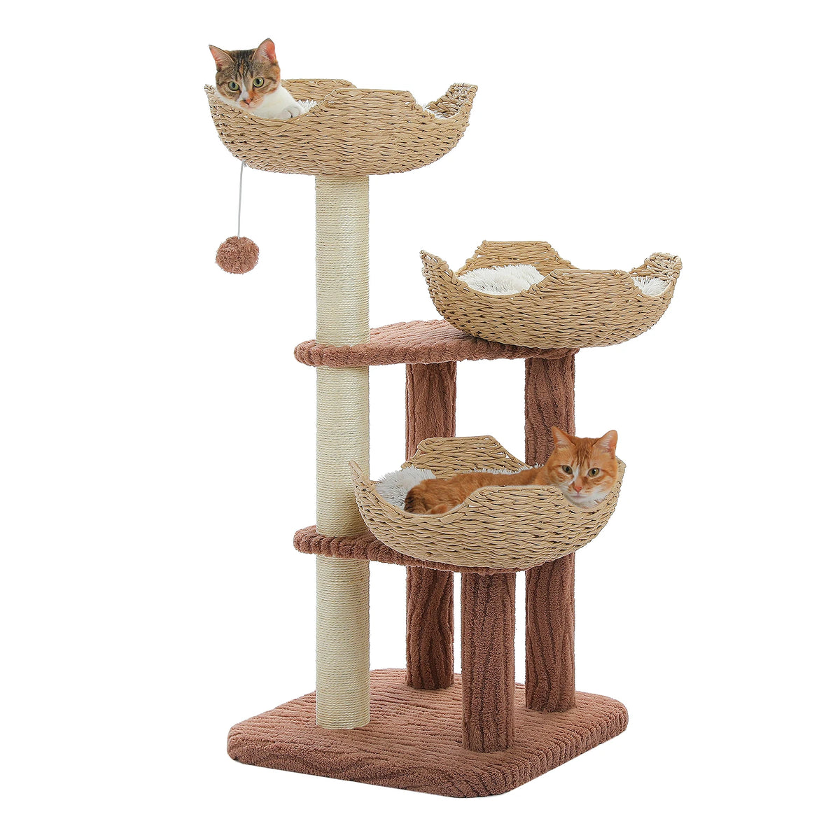 PAWZ Road Multi-Level Cat Tree Rattan Baskets Sisal Scratching Posts