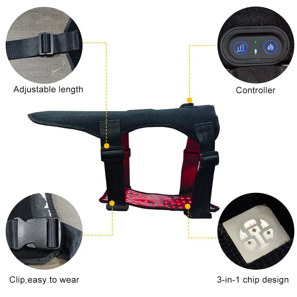 Pets Red Light Therapy Belt, LED Infrared Light Therapy for Dog and Cat with 168 LEDs 660&850 nm,Wearable Device for Pain Relief