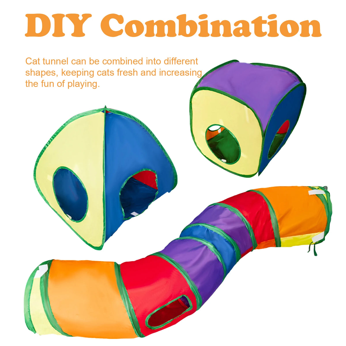 Collapsible Cat Tunnel And Cubes Combo With Interactive Peek Holes