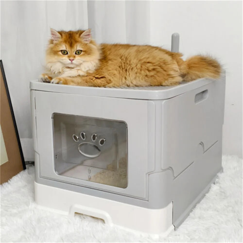 Enclosed Cat Litter Box With Splashproof Design And Easy Cleaning