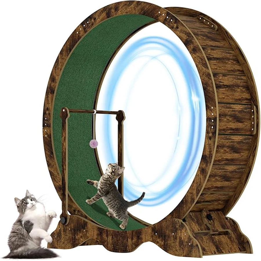 Cat Exercise Wheel, 45-Inch Large Cat Treadmill for Indoor Cats, Cats Running Wheel with Detachable Carpeted Runway for Pets