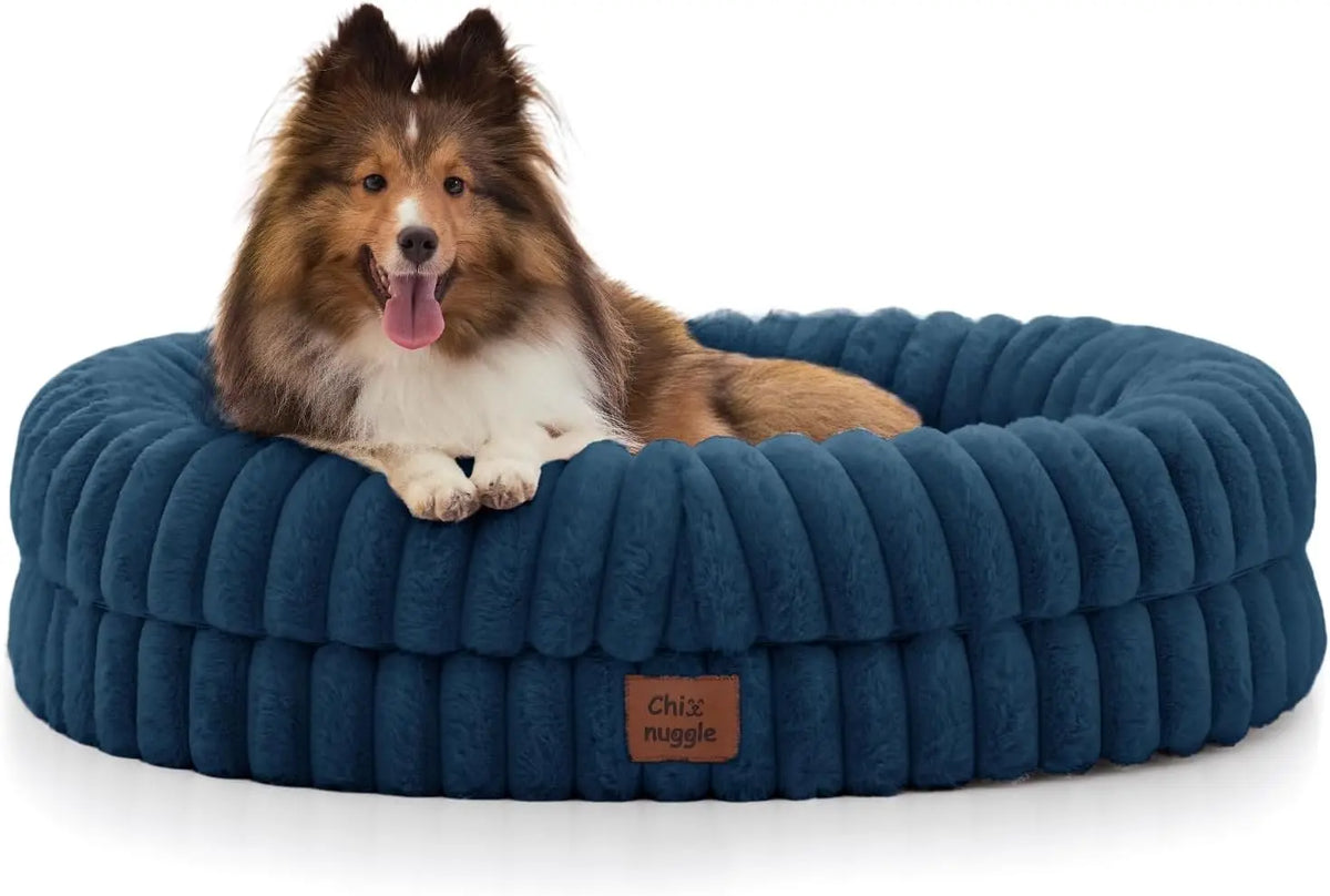 Faux Fur Orthopedic Dog Bolster Bed With Washable Cover