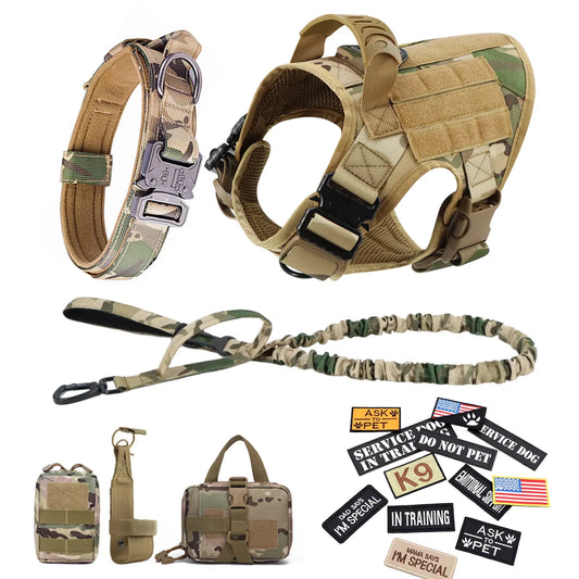 Petravel Tactical Dog Harness Vest With Collar Leash Set