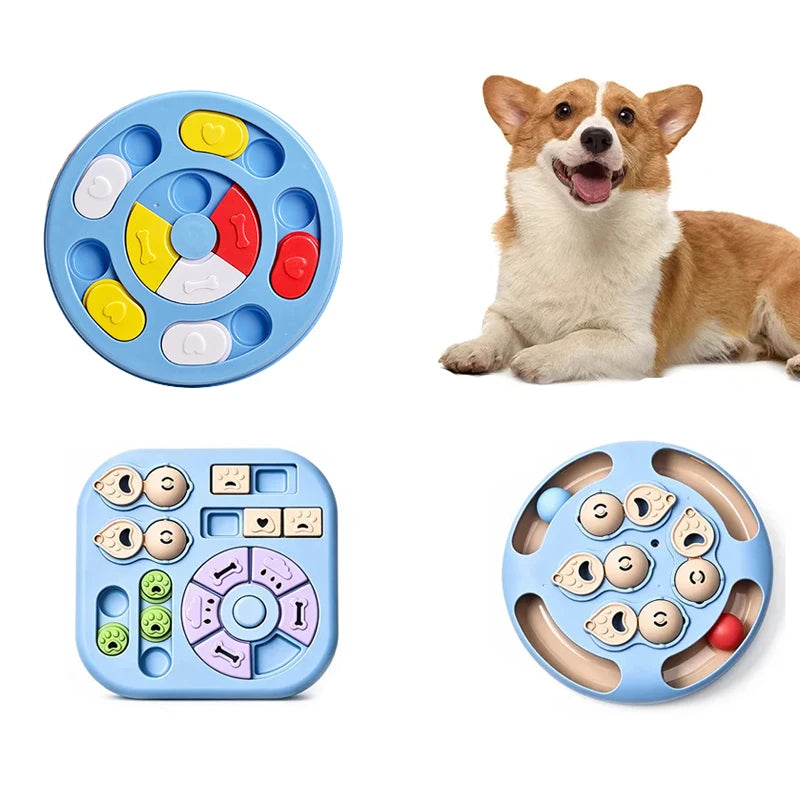 Dog Puzzle Toy Treat Dispenser, Non-Slip Slow Feeder Bowl Food Safe Plastic BPA Free, Interactive Enrichment Toy Mental Stimulation Boredom Relief for Dogs Cats Puppy Kitten