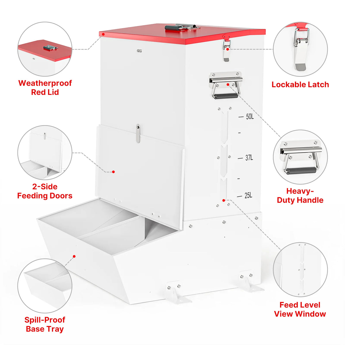 Automatic Lockable Stainless Steel Gravity Feeder for Dogs and Livestock
