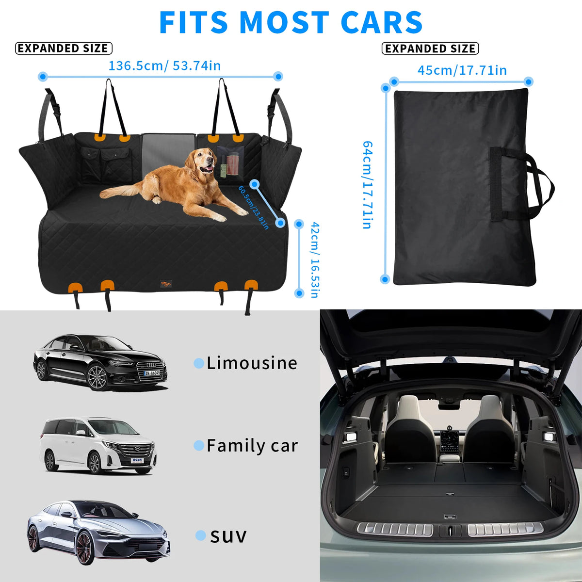 Borwart Waterproof Dog Car Seat Cover Extender Hammock