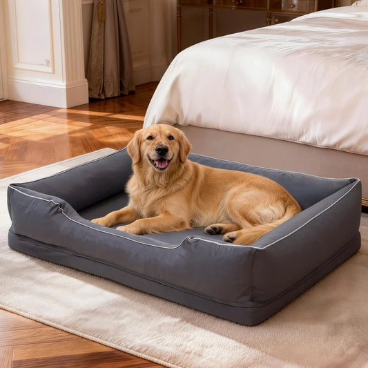 Borwart Orthopedic Dog Bed With Removable Cover And Waterproof Liner
