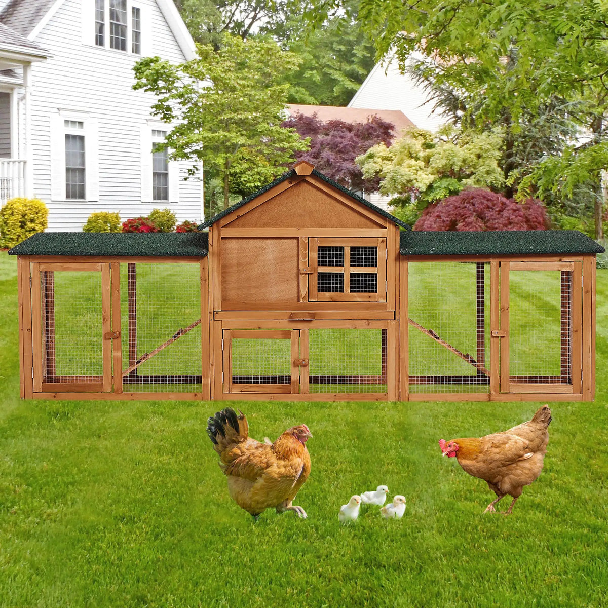 DishyKooker Two Story Wooden Bunny Hutch With Ramp And Runs