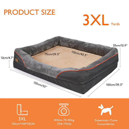 Borwart Orthopedic Memory Foam Dog Bed With Removable Waterproof Cover