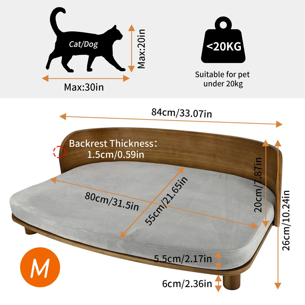 Borwart Elevated Wood Pet Sofa Bed Waterproof Cushion For Pets