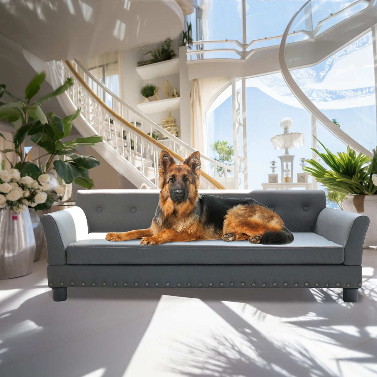 Bingopaw Durable Elevated Dog Bed With Waterproof Leather Cover