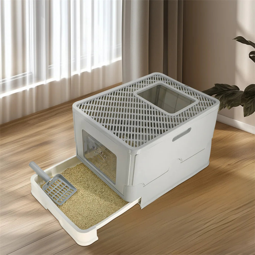Enclosed Cat Litter Box With Splashproof Design And Easy Cleaning