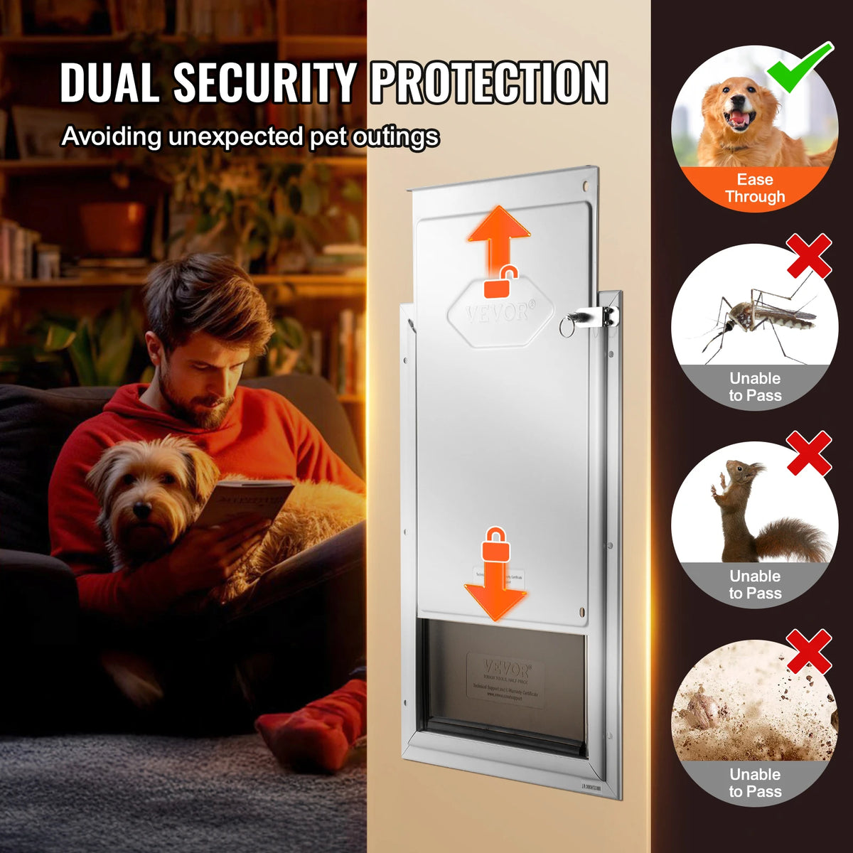 Weatherproof Aluminum Pet Door With Lock And Flap System
