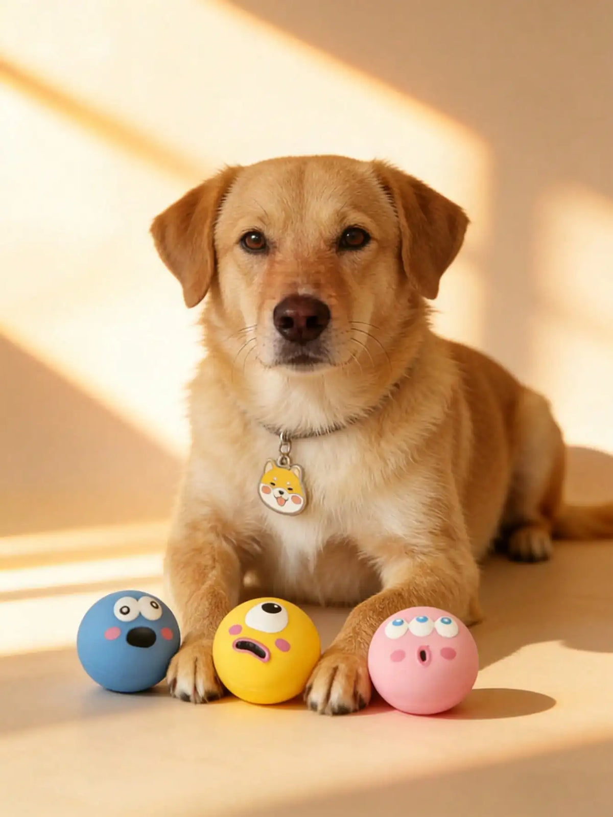 Squeaky Dog Toy Ball, Durable Rubber Dental Cleaning Interactive Toy