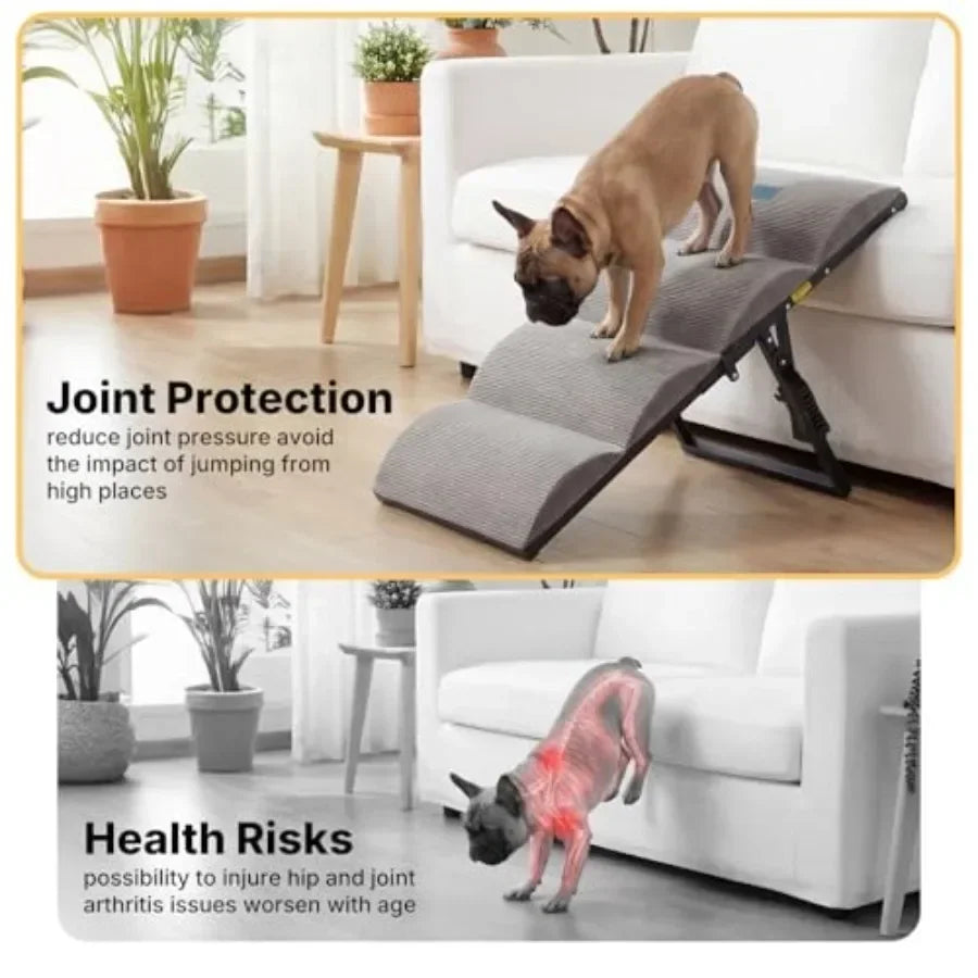 Dog Ramp for Bed and Couch Aluminum Foldable With 5 Height Adjustments