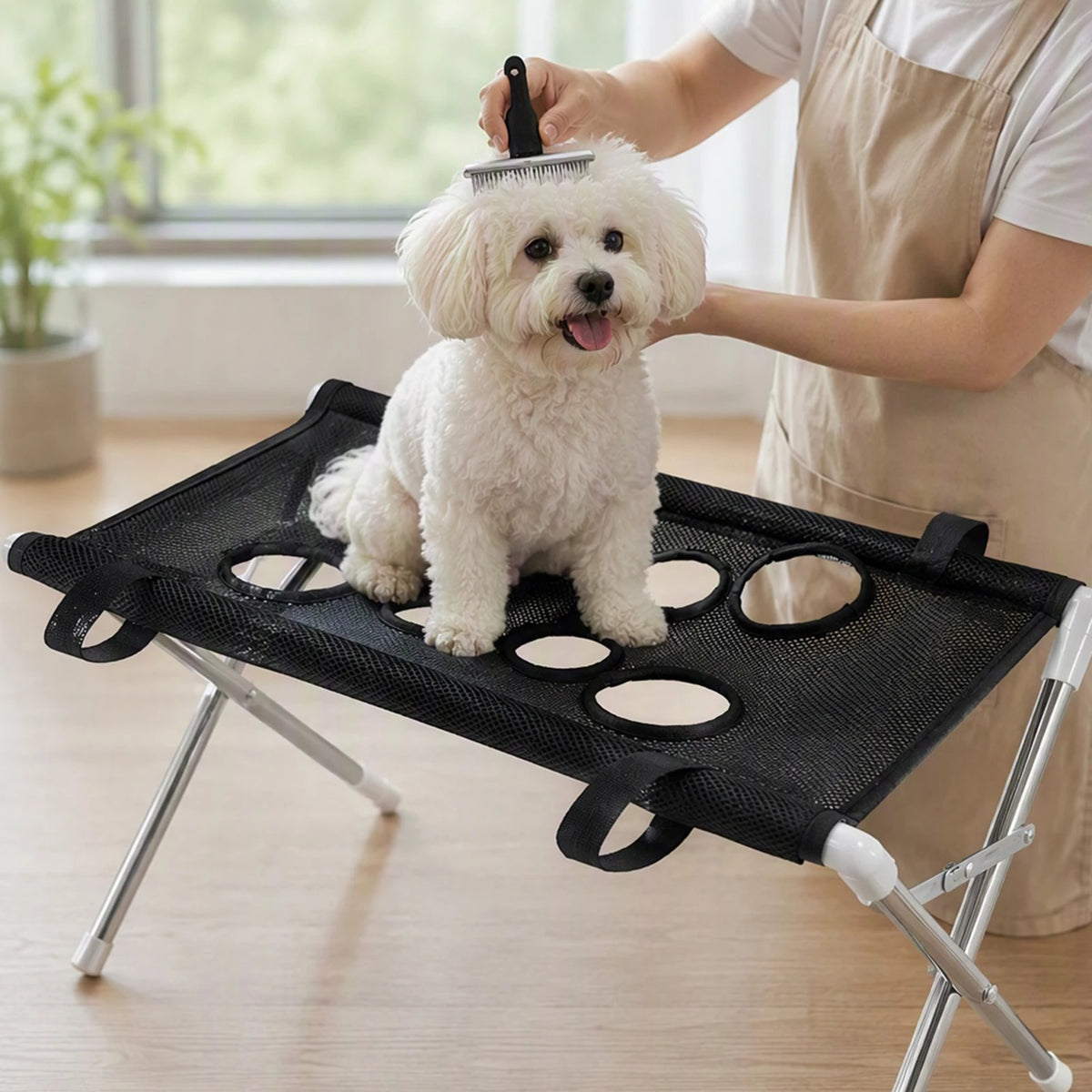 Foldable Dog Grooming Hammock for Small Dogs Cats Pet Bath Sling Nail Trimming Restraint Stainless Steel