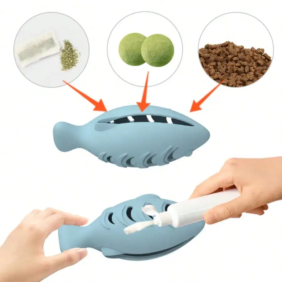 Silicone Fish Shaped Slow Feeder Puzzle Toy for Cats and Dogs