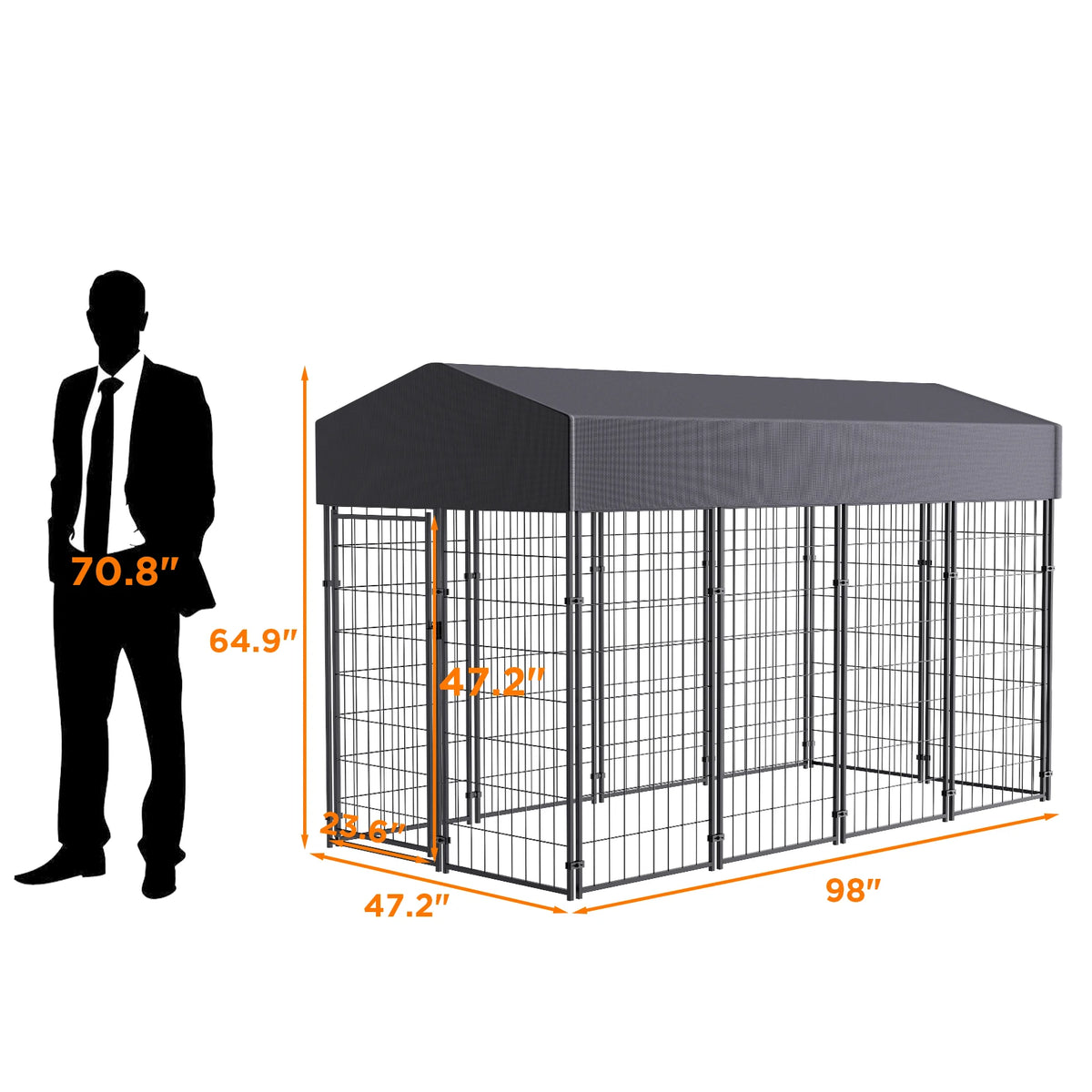 Bingopaw Heavy Duty Welded Wire Dog Kennel With Waterproof Cover