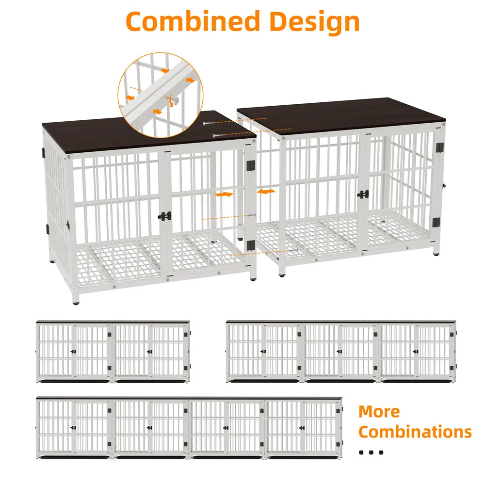 Borwart Wooden Elevated Dog Crate Kennel With Removable Tray