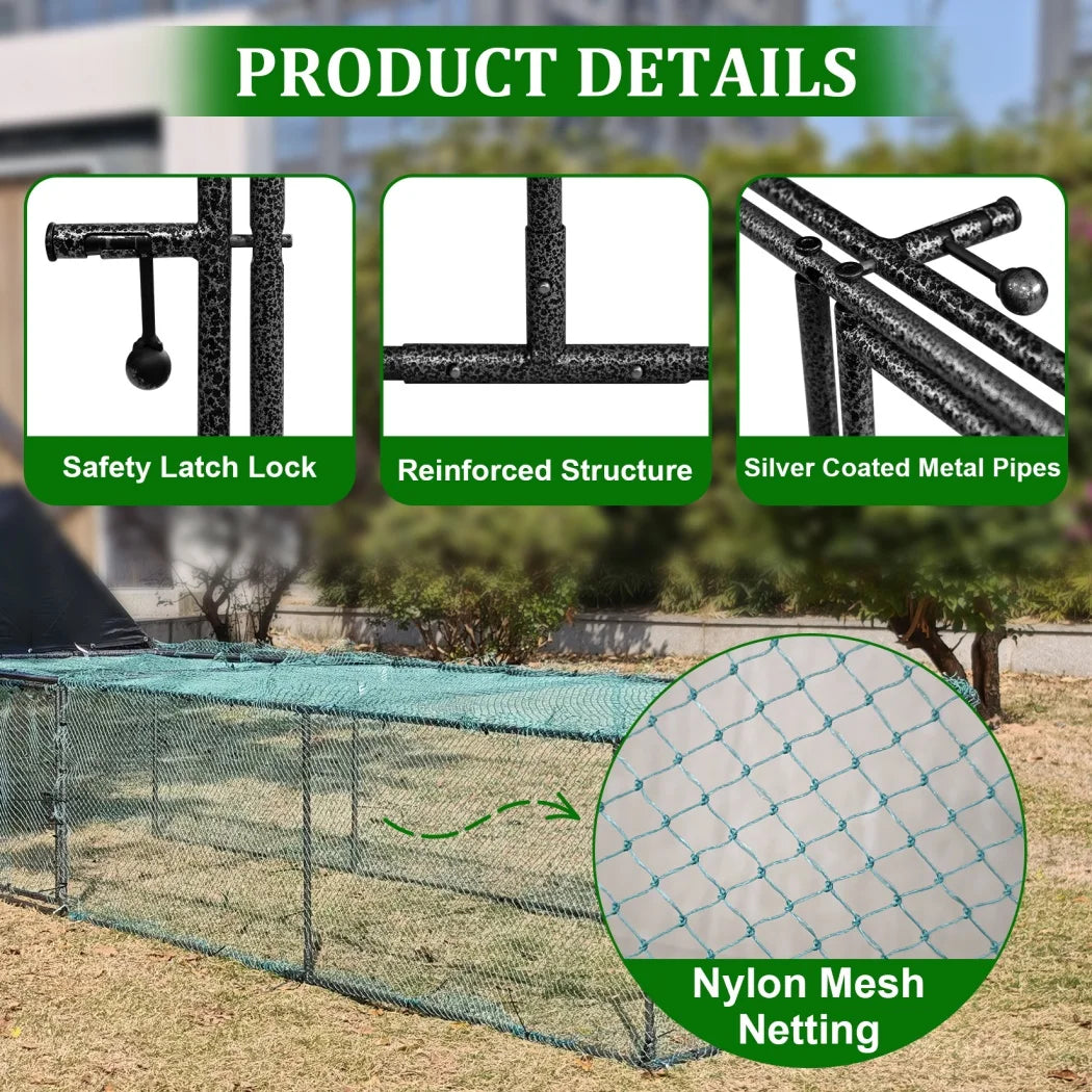 Borwart Outdoor Chicken Coop Cage With Sunshade Roof And Nylon Mesh
