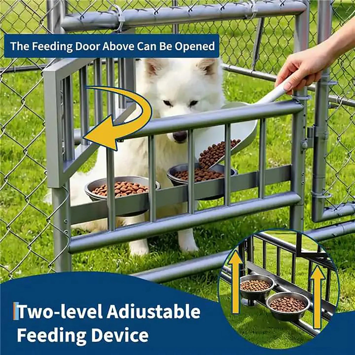 DishyKooker Outdoor Dog Kennel Galvanized Steel With Waterproof Roof