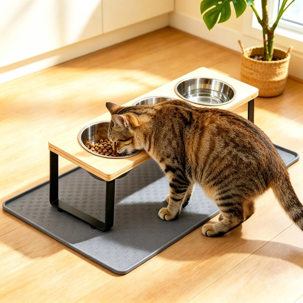 Premium Elevated Stainless Steel Pet Feeder Bowl Set