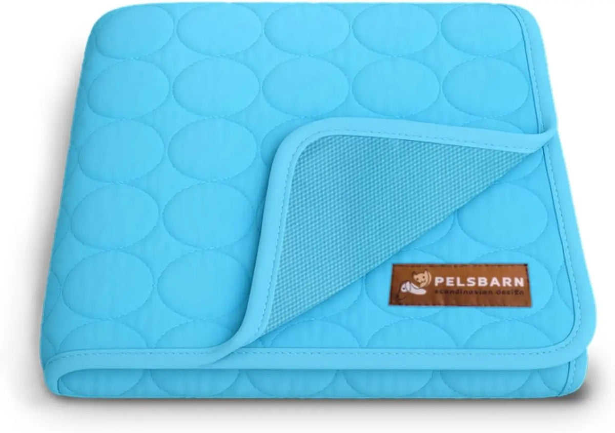 Pelsbarn Dog Cooling Mat, Ice Silk Self-Cooling Pad, Light Blue, L