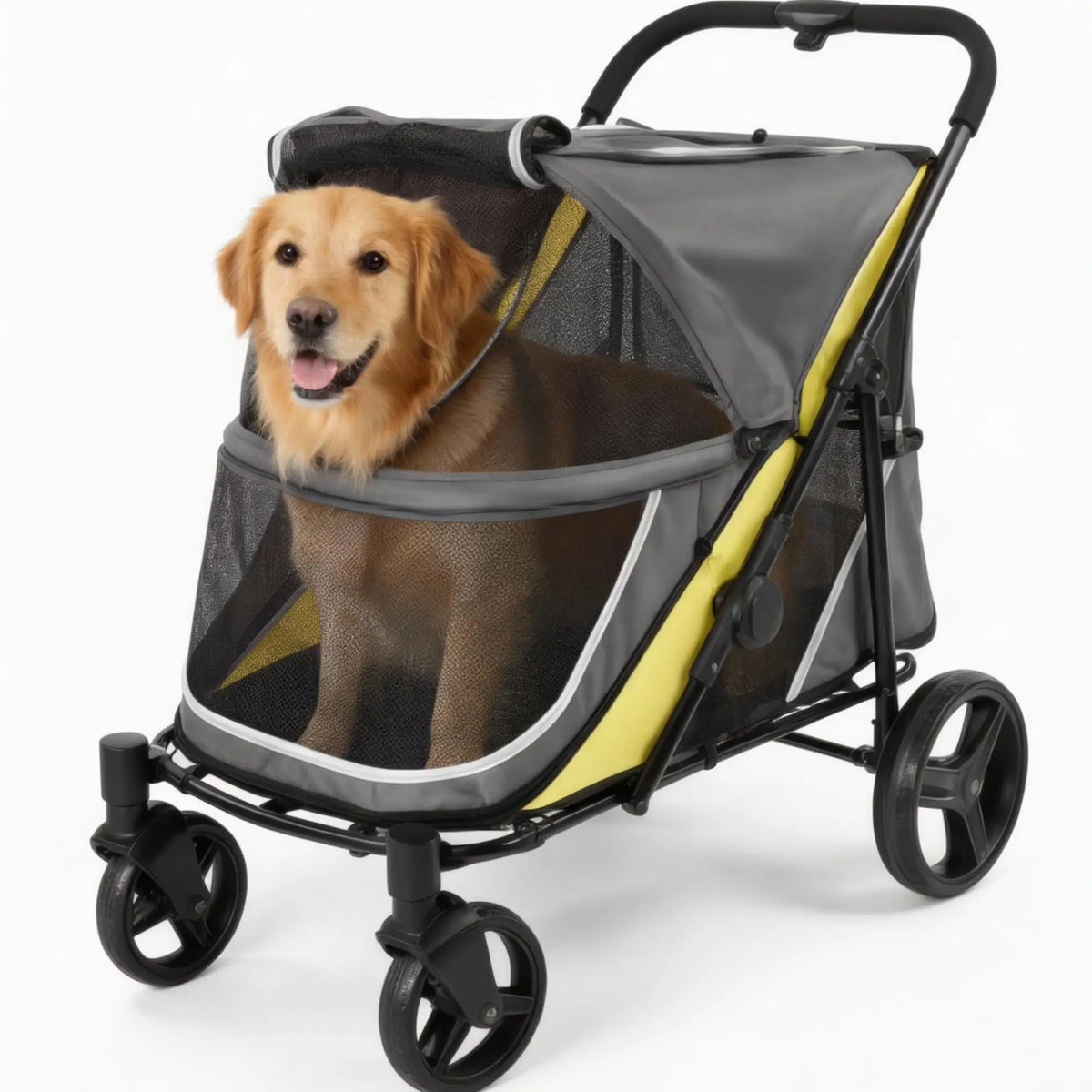 Dog Stroller for Large & Medium Pets Dual Entry Collapsible Wagon One-Foot Brake Breathable Mesh Supports up to 176 lbs