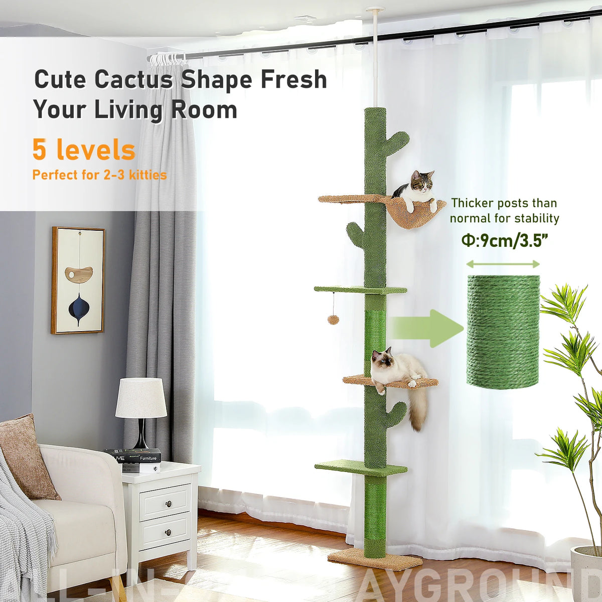 PAWZ Road Floor To Ceiling Cat Tree With Scratching Post