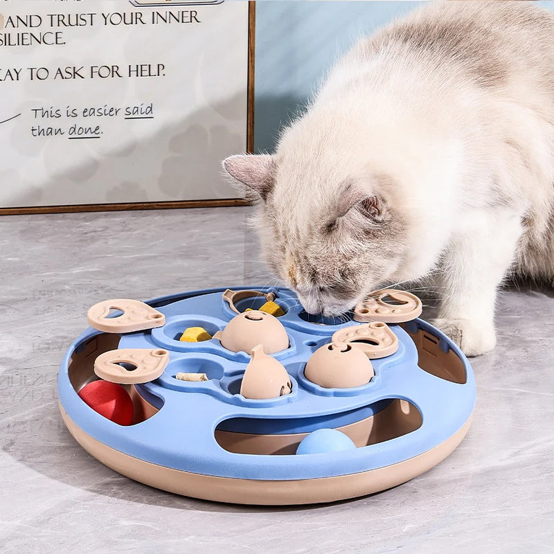Dog Puzzle Toy Treat Dispenser, Non-Slip Slow Feeder Bowl Food Safe Plastic BPA Free, Interactive Enrichment Toy Mental Stimulation Boredom Relief for Dogs Cats Puppy Kitten
