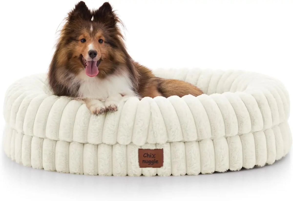 Faux Fur Orthopedic Dog Bolster Bed With Washable Cover