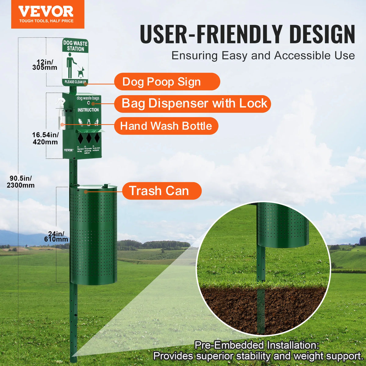 VEVOR Commercial Dog Waste Station With Bag Dispenser