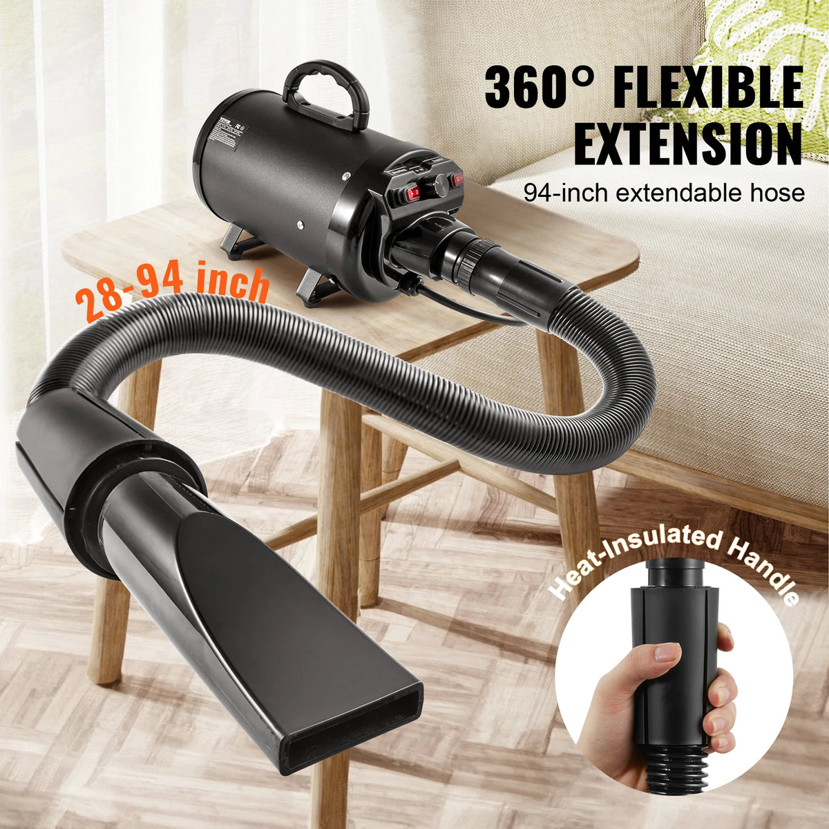 SucceBuy Powerful Pet Dryer With Adjustable Speed And Hose