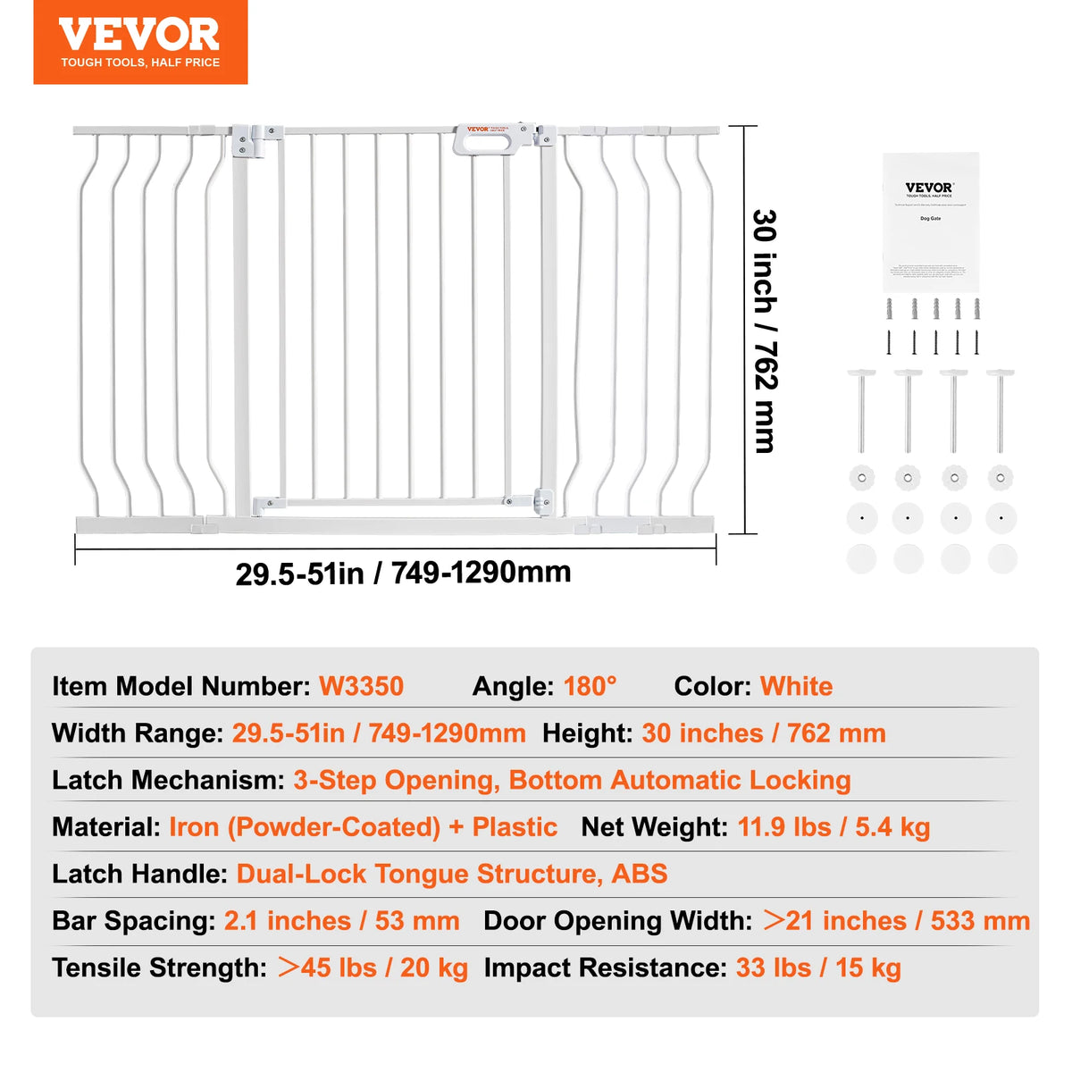 SucceBuy Stainless Steel Pressure Mount Baby Safety Gate