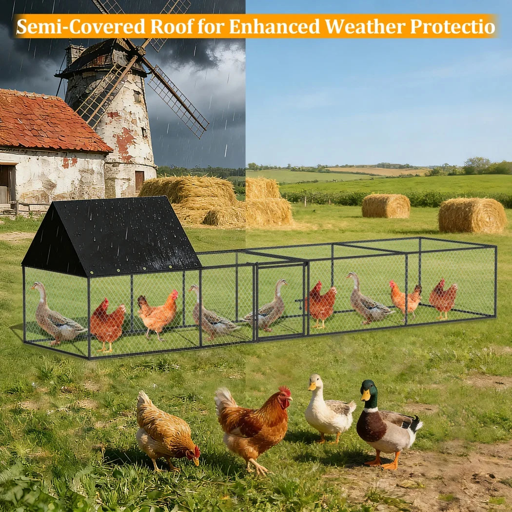 Borwart Outdoor Chicken Coop Cage With Sunshade Roof And Nylon Mesh