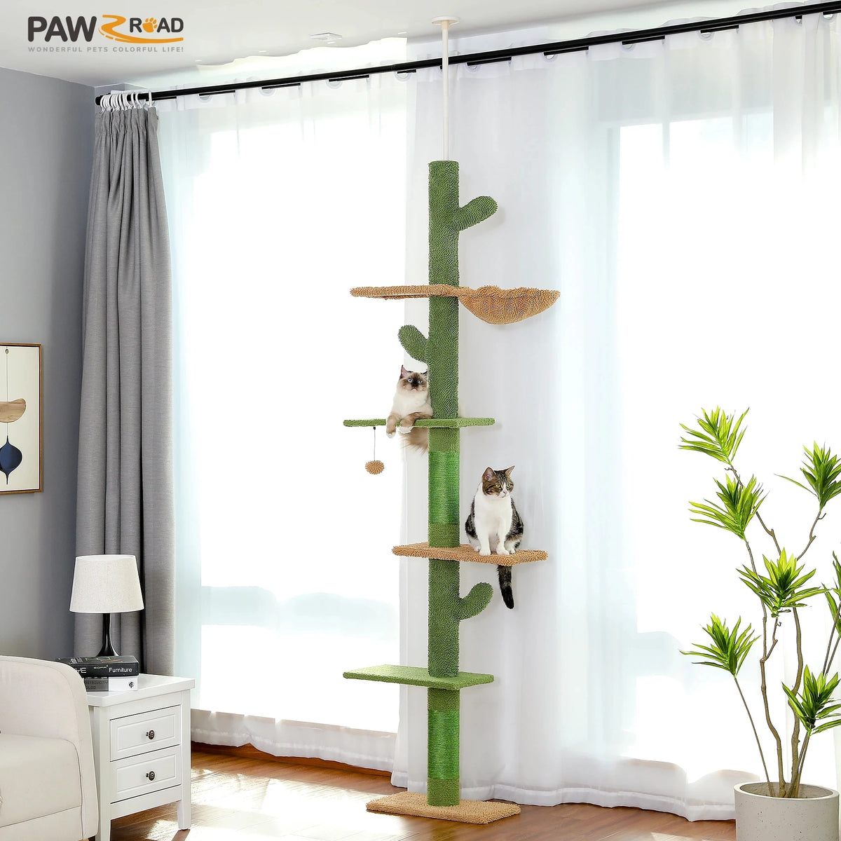 PAWZ Road Floor To Ceiling Cat Tree With Scratching Post