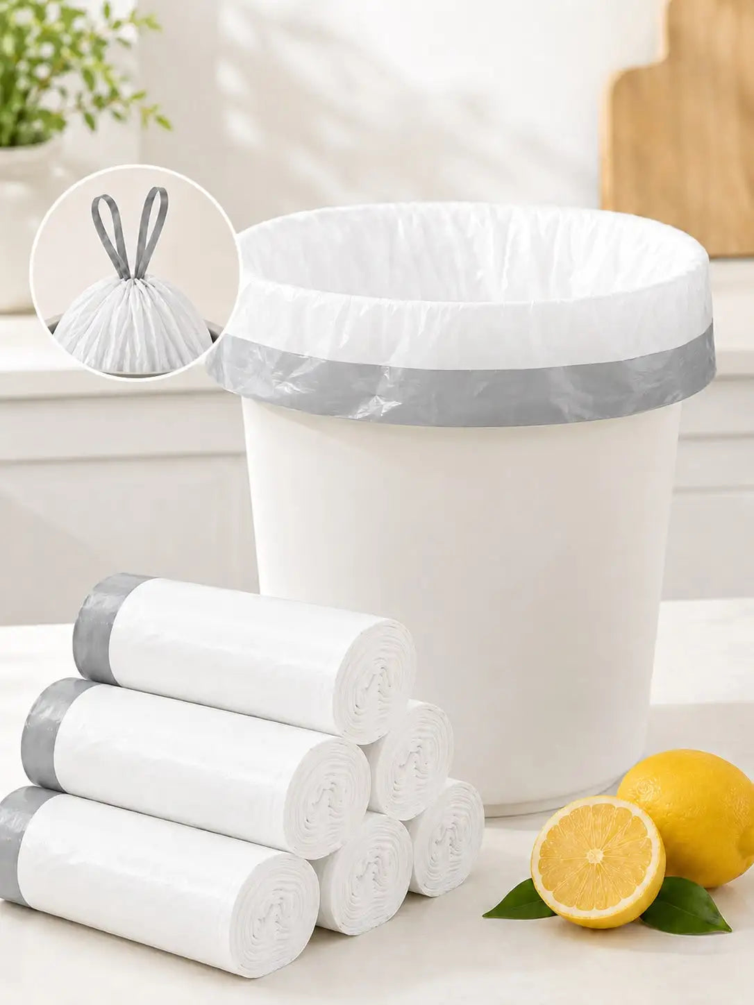 Drawstring Disposable Trash Bags for Bathroom Kitchen and Home Use
