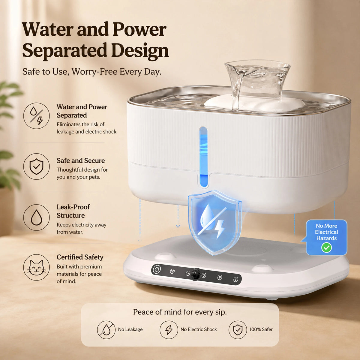 Cordless Rechargeable Automatic Cat Water Fountain Pet Dispenser